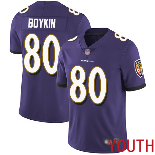 Baltimore Ravens Limited Purple Youth Miles Boykin Home Jersey NFL Football 80 Vapor Untouchable